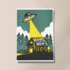Barn - UFO Linocut Art Print