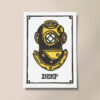 Deep - Diver's Helmet Linocut Art Print